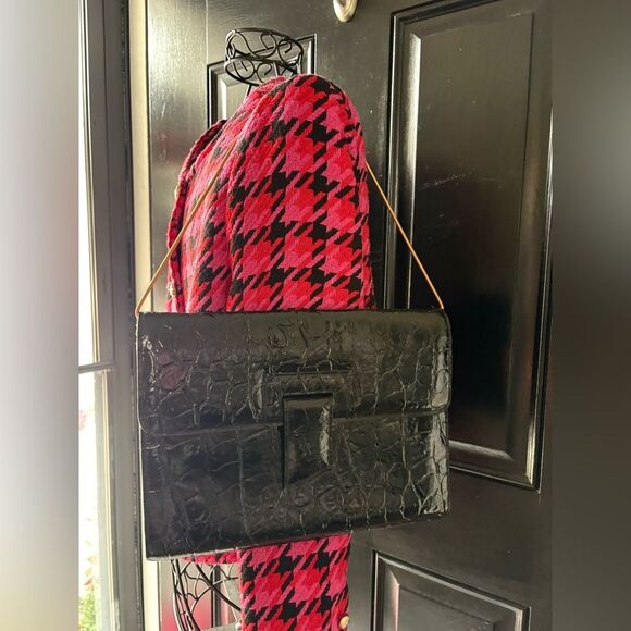 VTG Vivace Black Leather Snakeskin Clutch Purse - Picture 4 of 10